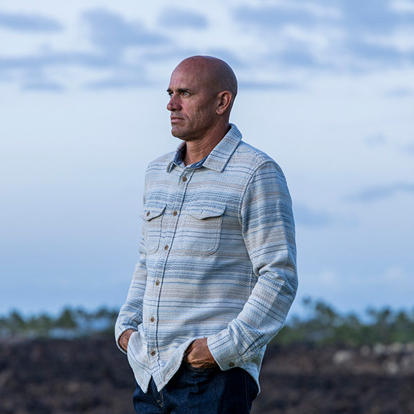 Kelly Slater wearing Ourrbridge Blanket Shirt